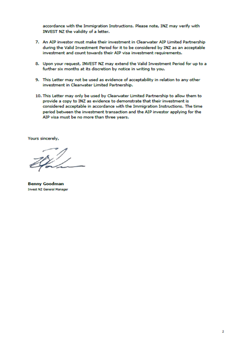 Clearwater LP 투자 승인서 2